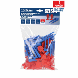 Zestaw do Systemu Poziomowania Płytek Blue Dolphin - klips czerwony 3mm - 50 szt. + klin 50 szt.