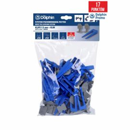 Zestaw do Systemu Poziomowania Płytek Blue Dolphin - klips szary 1,5mm - 50 szt. + klin 50 szt.