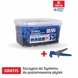 Zestaw do Systemu Poziomowania Płytek Blue Dolphin - klips czarny 2mm - 175 szt. + klin 175 szt. +  szczypce  GRATIS 