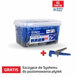 Zestaw do Systemu Poziomowania Płytek Blue Dolphin - klips szary 1,5mm - 175 szt. + klin 175 szt.  + szczypce  GRATIS 