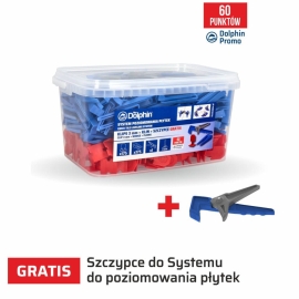 Zestaw do Systemu Poziomowania Płytek Blue Dolphin - klips czerwony 3mm - 175 szt. + klin 175 szt. + szczypce  GRATIS 